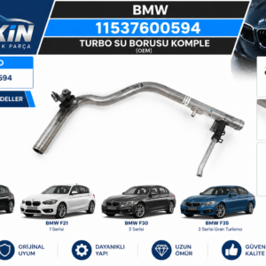 BMW F20 F21 F30 F35 Turbo Su Borusu Komple OEM 11537600594