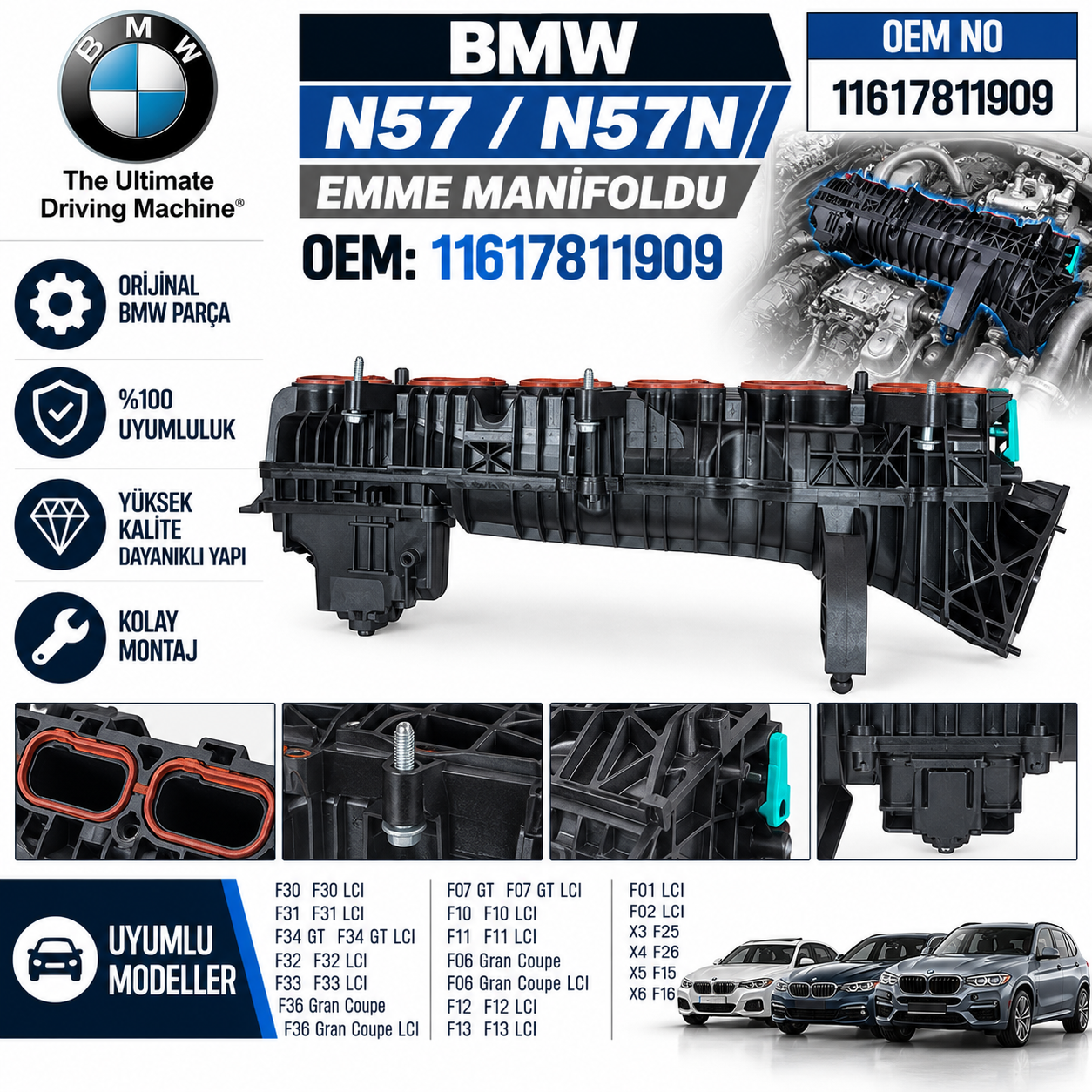BMW Emme Manifoldu OEM 11617811909