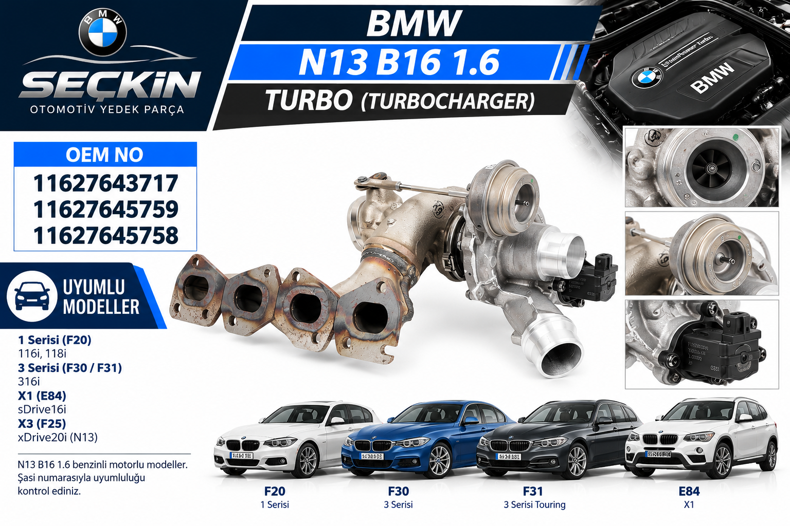 BMW Turbo OEM 11627643717 | 11627645759 | 11627645758