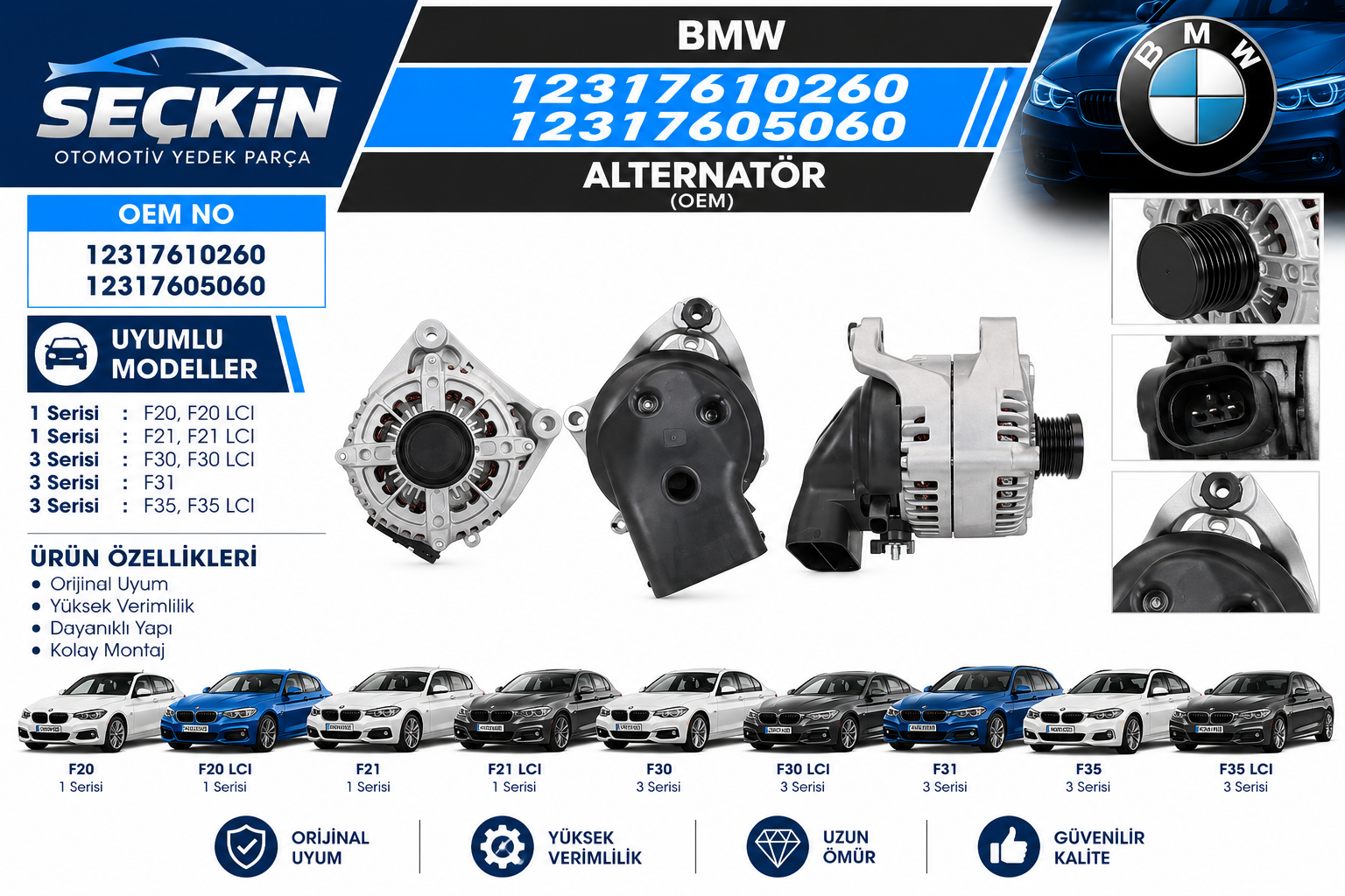 BMW Alternatör OEM 12317610260 12317605060