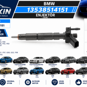 BMW B47D20B Enjektör OEM 13538514151