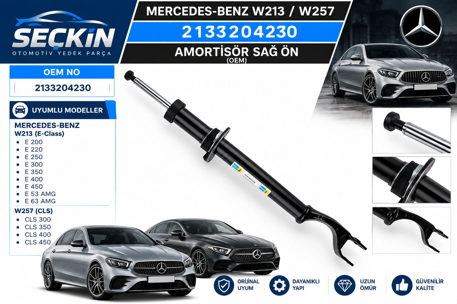 Mercedes 213 257 Amorti̇sör Sağ Ön OEM 2133204230