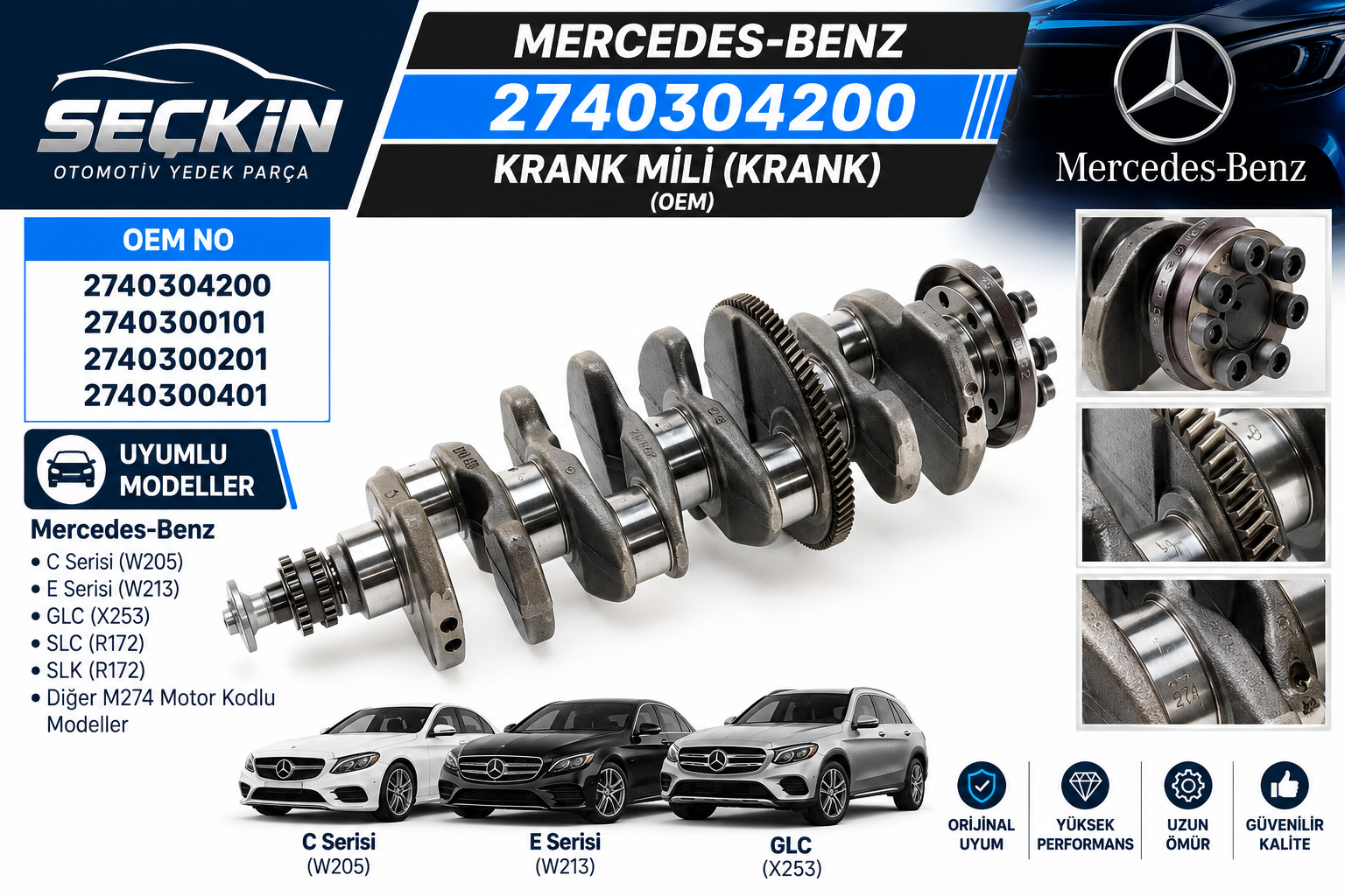Mercedes 274 Krank 2740304200 2740300101 2740300201 2740300401