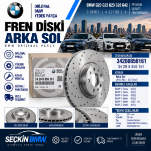 BMW G20 GG22 G23 G26 G42 Fren Diski Arka Sol OEM 34208856161