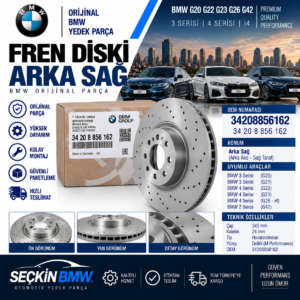 BMW G20 G22 G23 G26 G42 Fren Diski Arka Sağ OEM 34208856162