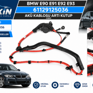 BMW E90 E91 E92 E93 Akü Kablosu Artı Kutup OEM 61129125036