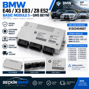 BMW E46 X3 E83 X3 E83 LCI Z8 E52 Lcm Beyni OEM 61353454607-61359161931-61356963338-61356963026-61356944840-61356932371-61356932369-61356923960-61354114282-61356907697-61356906091-61358380058-61354533551-61354533932-61356914364-61358362069