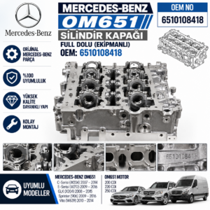 MER OM651 Silindir Kapaği Full Dolu OEM 6510108418