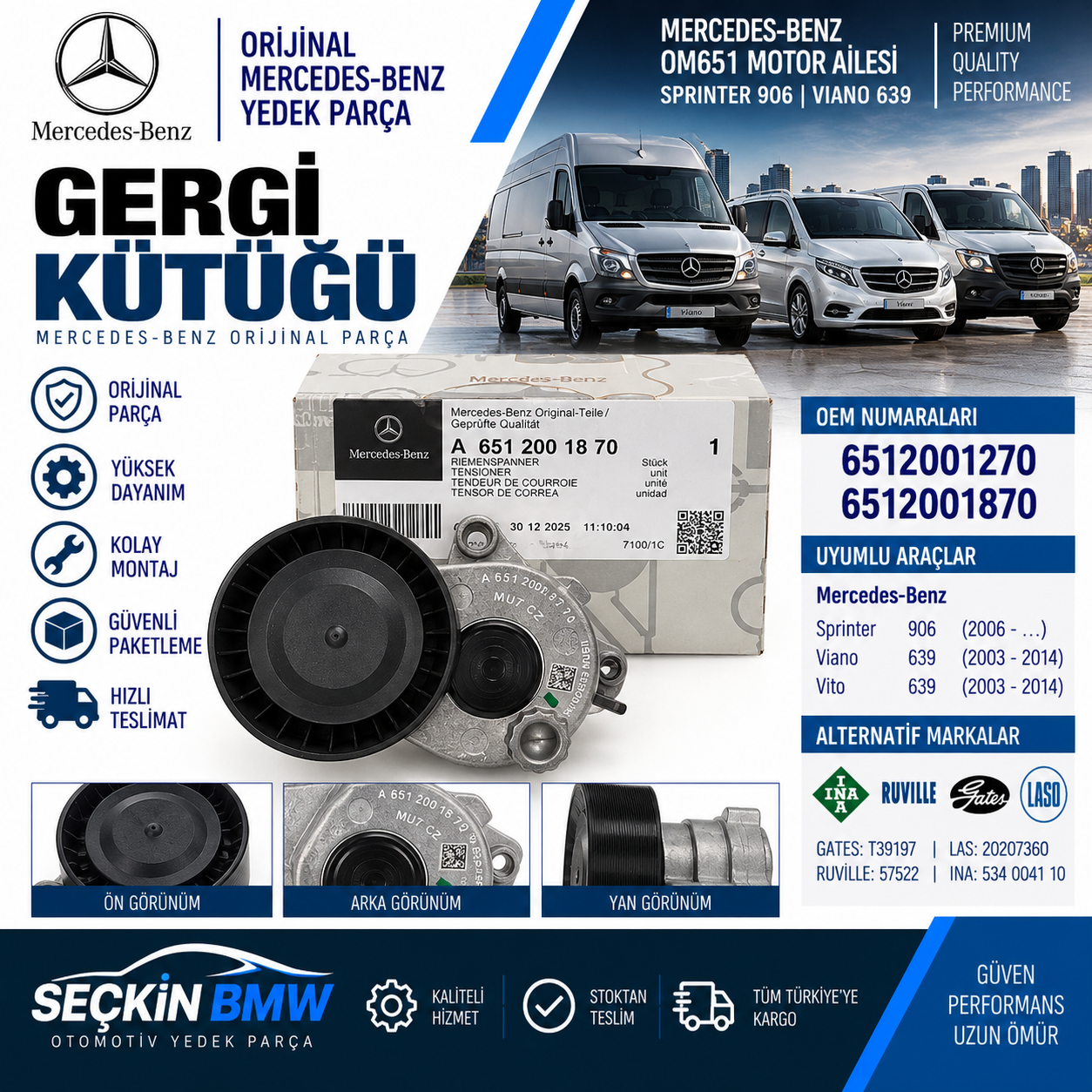 MER 651 SPRINTER 906 639 VIANO Gergi Kütüğü OEM 6512001270