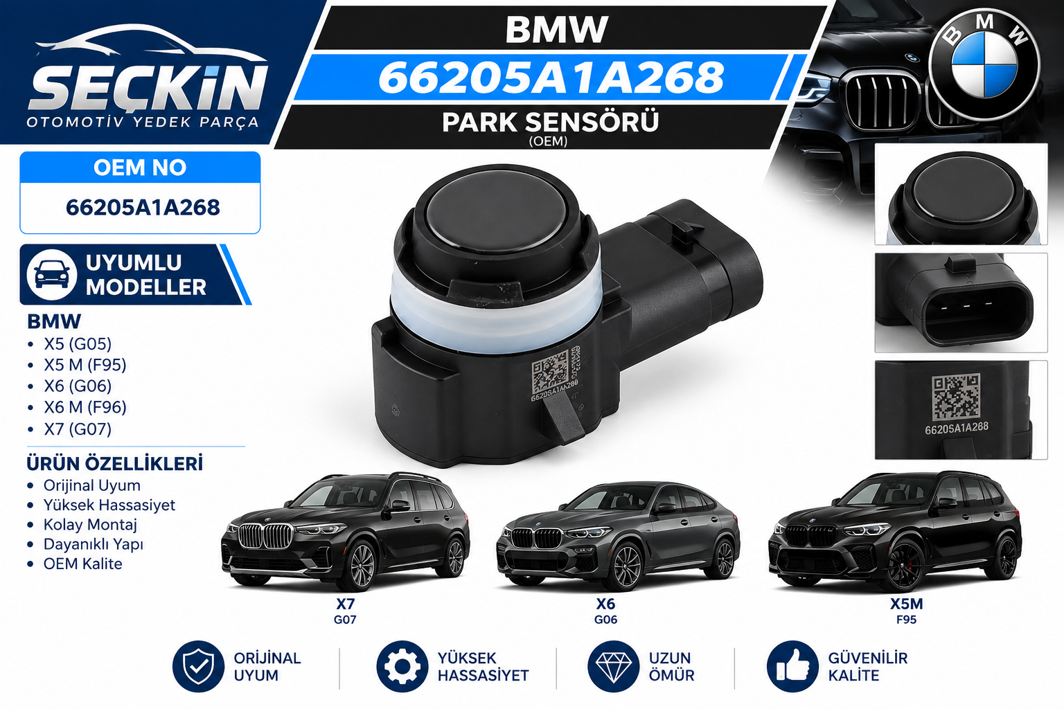 BMW X7 X6 X5M Park Sensörü OEM 66205A1A268