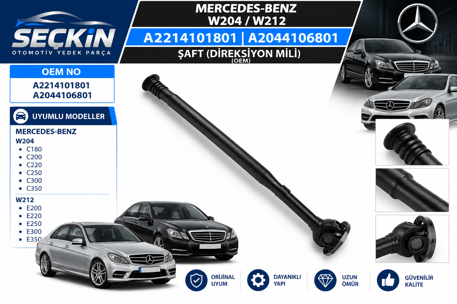 Mercedes 204 212 Şaft OEM A2214101801