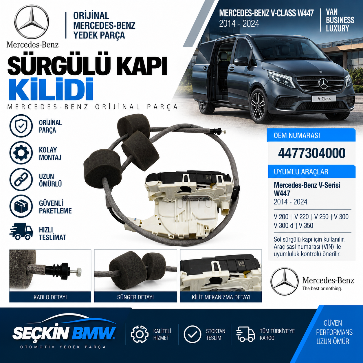 MER W447 Sürgülü Kapi Kilidi OEM 4477304000