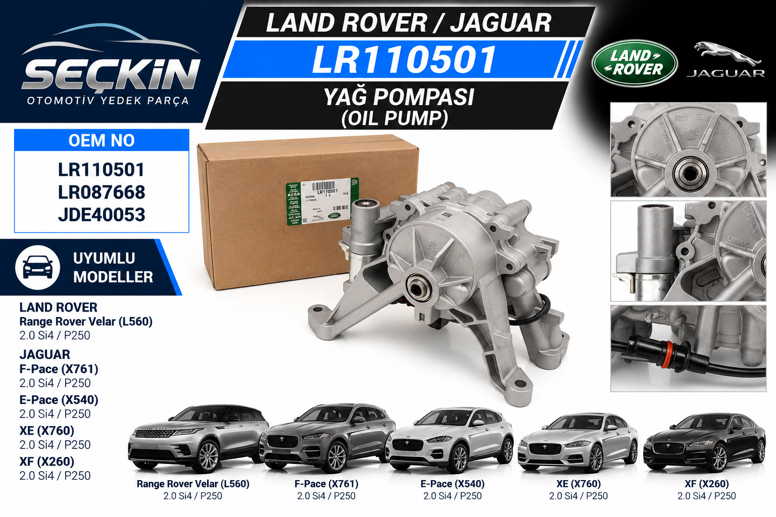 LAND VELAR JAGUAR 2.0 Yağ Pompasi OEM JDE40053
