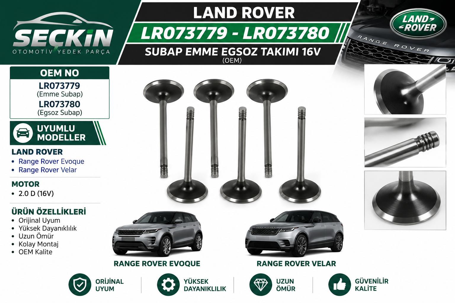 Subap Emme Egsoz Takım 16V OEM LR073779 LR073780
