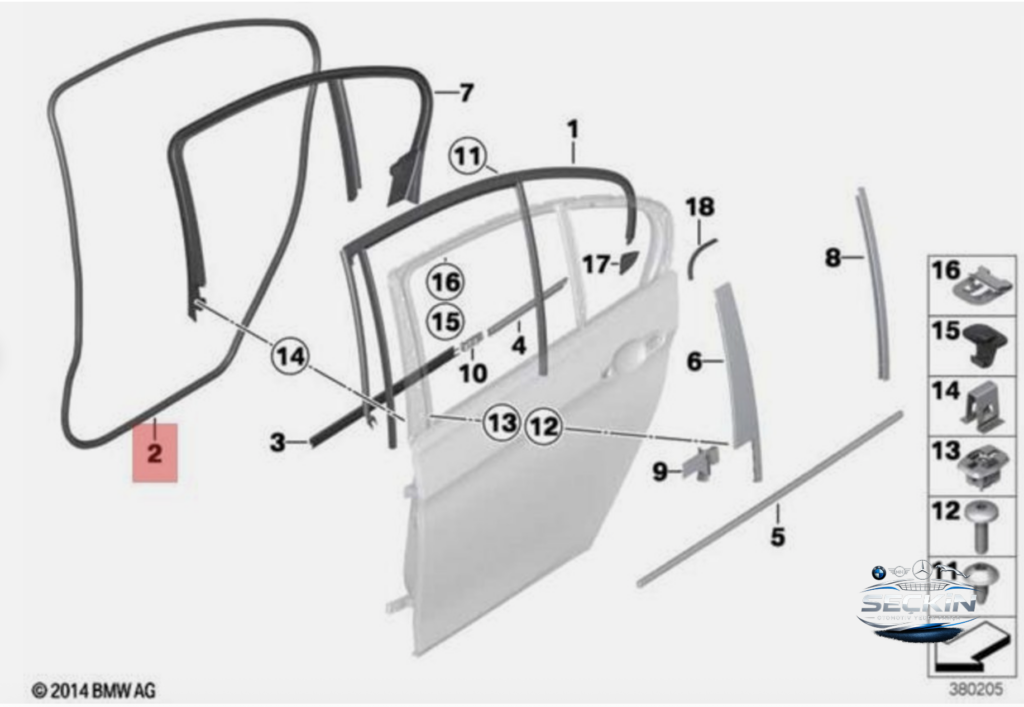 BMW 3 SRİSİ F 30 F 80 Kapi Lasti̇ği̇ Arka OEM 51357258330