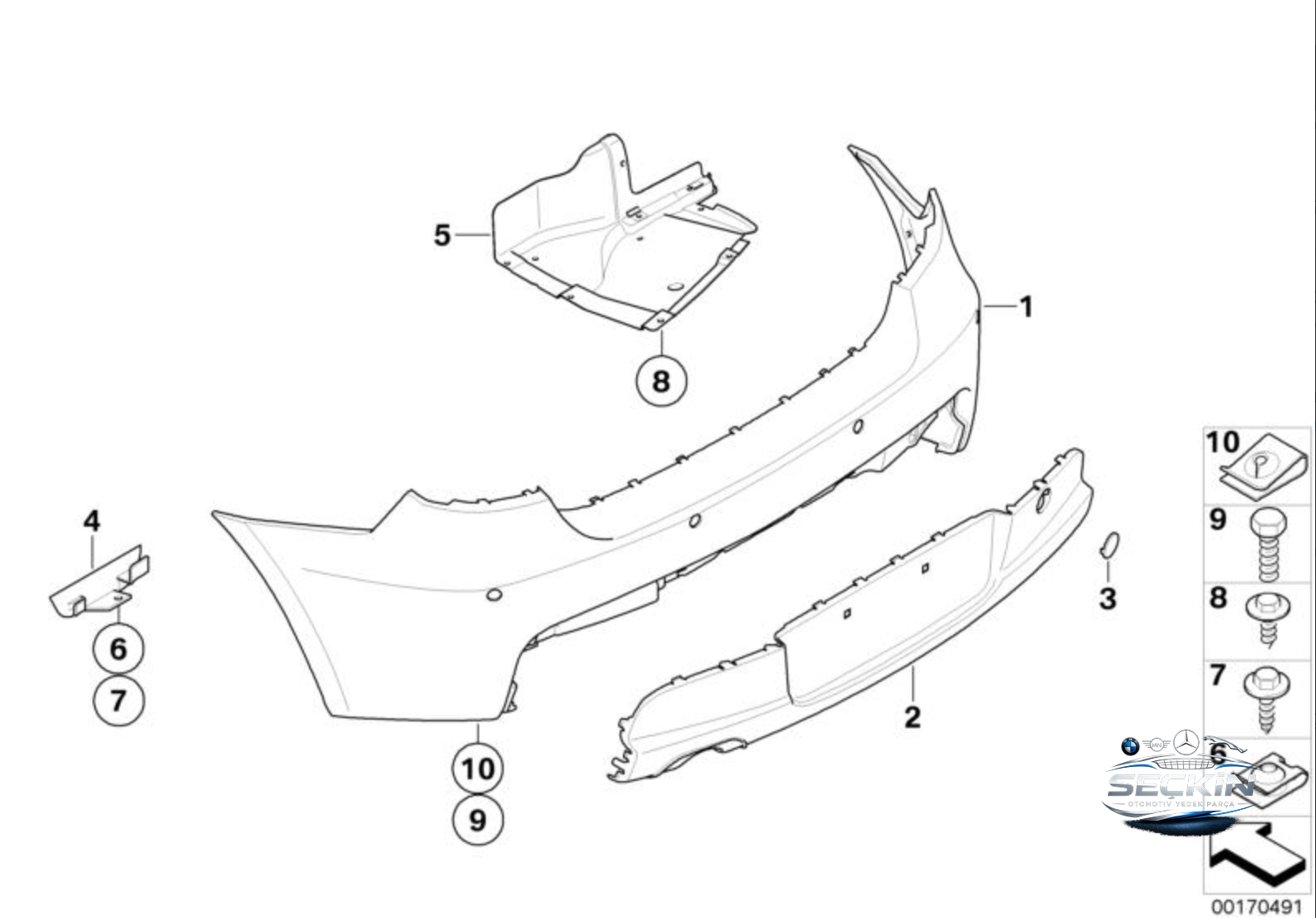 BMW 1 (E87) 118 D Arka Tampon OEM 51128045548